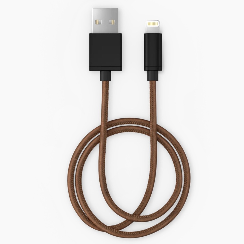 Brown 4 Ft Lightning Leather Cable
